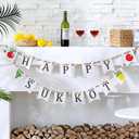 Marsui 2 Pcs Happy Sukkot Wooden Beads Garland Rustic Farmhouse Banner Flag for Sukkot Decorations Beaded for Shelf Display Fireplace Wall Jute Jewish Holiday Party Supplies