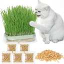 Cat Grass for Indoor Cats with 5Pack Non GMO Seeds, Organic Grass Growing Kit, Soil-Free Planter, Perfect for Beginners, Ideal Birthday Gift for Cat Lovers