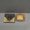 Funly mee Small Antique Trinket Dish Vintage Gold Metal Jewelry Tray, Ring Holder-5.3 x 3.5 x 1.2 inches