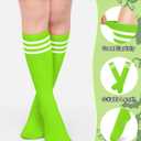 Senker Fashion Women's Knee High Socks Cotton Stockings for Women Long Striped Tube Boot Sock for Casual Outdoor Sport (Green)