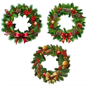 Large Christmas Wreath Decal Stickers for Door Windows,Large Christmas Wreath Window Clings Peel and Stick