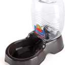 Flexzion Automatic Gravity Pet Waterer for Cat & Dog - Non-Skid & Easy-Clean Auto Replenish Water Dispenser Drinking Bowl (1/4 Gallon/ 900ml), Black