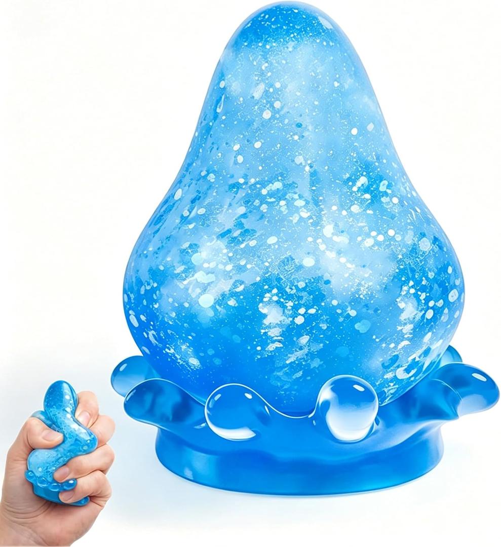 Drop Dream Squeeze Squishies Glitter Squishies Slow Rising Party Favors Stress Balls Fidget Sensory Toys for Adults Anxiety Relief Drop Shape Fidgets (Blue)