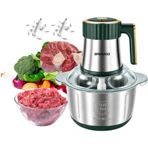 Food Processor,5-Speed Electric Food Chopper,Meat Grinder 5L(20Cups) with Two 6-Blade Sets,500W Powerful Vegetable Chopper Used for Dough Mixing,Meat, Nuts, Fruits, Garlic and Vegetables