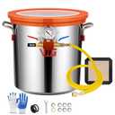 5 Gallon Vacuum Chamber with Tempered Glass Lid,304 Stainless Steel Degassing Chamber for Stabilizing Wood, Degassing Resin, Silicone and Epoxies