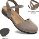 Athlefit Women's Closed Toe Sandals Comfort Cork Footbed Arch Support Flat Sandals, 7.5