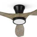 TALOYA 52 inch Ceiling Fans with Lights Remote Control, Modern Low Profile Ceiling Fan with Quiet Reversible DC Motor for Bedroom Living Room and Patio Black Walnut Finish