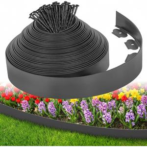 3-Inch x 50 FT Landscape Edging Border with 75 Stakes, Garden Border Edging Kit, Flexible Plastic Edging Border for Garden Flower Beds Lawn Yard Paver Pathway (Black)