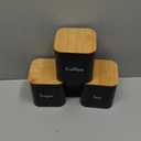 Juvale Coffee Tea Sugar Container Set - Black Iron Square, 3 Pack, 48 oz Each - Coffee Bean Storage & Sugar Storage - Countertop Kitchen Canisters with Tight Seal Lids