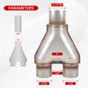 T409 Stainless Steel Y Pipe 2.75'' Inch ID Single to 2'' Inch ID Dual Stamped Exhaust Adapter Connector, Overall Length: Approx. 10", Universal