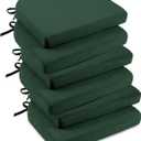 downluxe Indoor Chair Cushions for Dining Chairs, Soft and Comfortable Textured Foam Kitchen Chair Pads with Ties and Non-Slip Backing, 16" x 16" x 2", Dark Green, 6 Pack