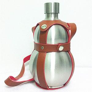 64 Oz Stainless Steel gourd Bottle Kettle Outdoor Brown Strap 64 Oz Stainless Steel gourd Bottle Kettle Outdoor Brown Strap