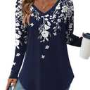 Zeagoo Womens Blouses Dressy Casual Long Sleeve Ladies Tops Boho Floral Tshirts Soft Blouses, S