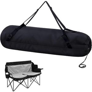 Camp Chair Bag Replacement, 48 Inch Folding Chairs Carry Bag, for Double or 2 Single Chairs, Heavy Duty Nylon with Shoulder Strap for Camping Outdoor (Chair is Not Included)(Black)