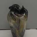 Hand Blown Smoke Glass Vase, Black Amber Vases Home Decor, Vintage Gray Glass Vase, Round Bubble Art for Flowers, Farmhouse Vases for Table Decor and Modern Home Unique Abstract Design (S)