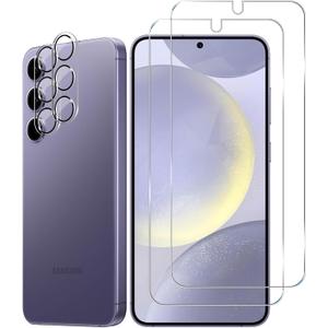 BIGFACE Galaxy S24 Tempered Glass Screen Protector + Camera Lens Protector [ 2 + 2 Pack ][Case Friendly] [Anti-Scratch] [Ultrasonic Fingerprint Unlock] Clear HD Protective Film for Samsung Galaxy S24 (Transparent)
