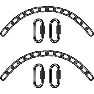 BeneLabel 2Pcs 28 inch Black Heavy Duty Hanging Chains with 4 Carabiners 1000 LB Capacity Hanging Hammock Chair Hardware Extension Chain for Swing, Hanging Chair, Punching Bags, Indoor and Outdoor