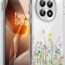 Unov Case Designed for OnePlus 13 5G, Crystal Clear Phone Case with [Anti-Slip Embossed Pattern], Shockproof Slim Protective [Anti-Yellowing TPU] Back Cover, Flower Bouquet