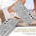 Silicone Case for Samsung Galaxy S24 FE 5G Case Glitter Sparkle Bling, Hybrid Matte Back Case High Impact Heavy Duty Shockproof Protective Cover for Samsung S24 FE Cute Case for Women 6.7" (Silver)