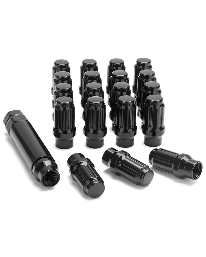 M12x1.5 Extended Lug Nuts for Toyota Camry Corolla Civic Accord Aftermarket Wheels, 20pcs Black Lug Nuts for Chevy Malibu Ford Focus, 12x1.5 Spline LugNuts with Socket Key for Wheel Spacers