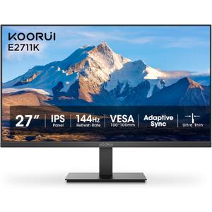 KOORUI Monitor, 27 Inch Gaming Office Monitor, Eye-Care IPS FHD 1080P 144Hz Computer Screen with HDMI VGA, Slim Bezels, Freesync, Ergonomic Tilt, VESA Mountable, Black KOORUI Monitor, 27 Inch Gaming Office Monitor, Eye-Care IPS FHD 1080P 144Hz Computer Screen with HDMI VGA, Slim Bezels, Freesync, Ergonomic Tilt, VESA Mountable, Black