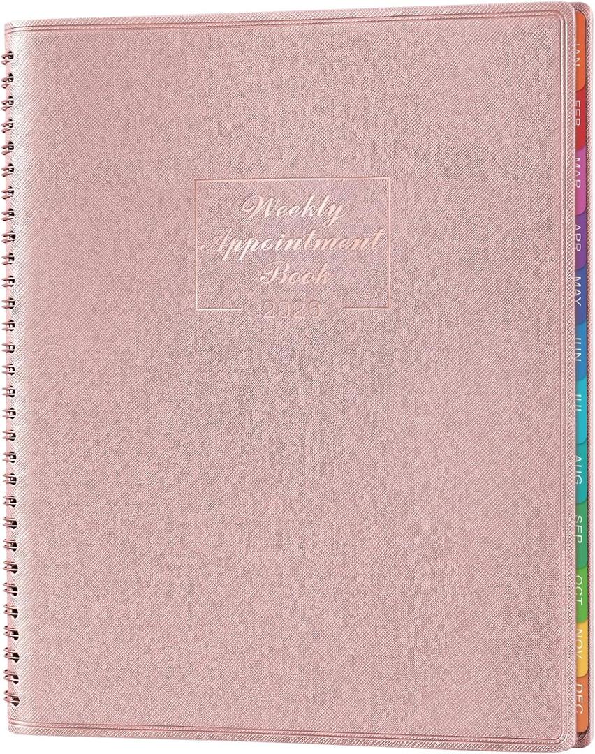 Appointment Book 2026 - JAN 2026 - DEC 2026, 8.4" x 10.6" Weekly Appointment Book 2026, 15-Minute Interval Hourly Planner, Flexible Soft Cover