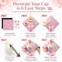 42PCS Graduation Cap Decorations Kit 2026, Pink DIY Grad Cap Topper Set with Glitter Topper Boards, 3D Butterflies, Letter Stickers, Pearls, Rhinestones, Flowers for Class of 2026