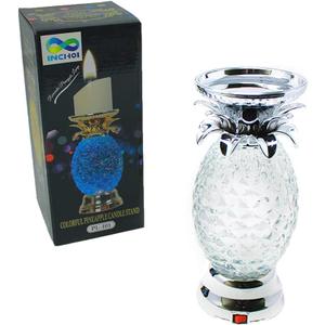 Colorful Pineapple Water Globe Glitter Swirl LED Candle Holder Pedestal Bath and Body Works Wick Romantic Gifts Home Furnishings Party Decorations Creative and Cute Mother's Day (Silver)
