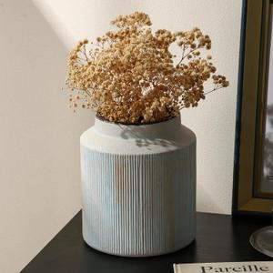 Farmhouse Vase for Home Decor, Vintage Rustic Terracotta Flower Vase Suitable for Home Decor, Living Room, Shelf, Dining Table 7in Light Green