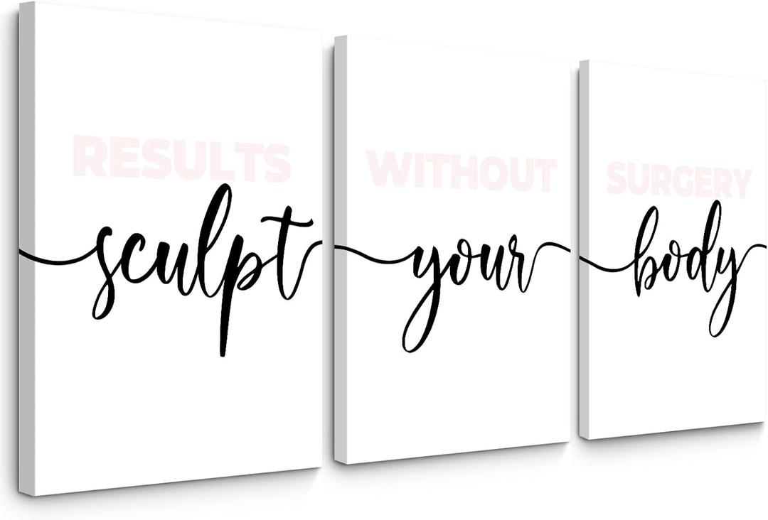 Spa Wall Art Set of 3 Blush Pink Body Sculpting Wall Decor Spa Salon Pictures and Wall Art Girl Esthetician Artwork Poster Prints for Spa Massage Room Girl Room Bedroom 16x24 Inch Wrapped Canvas