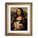 InSimSea 13x16 Framed Funny Bathroom Canvas Wall Art, Humorous Mona Lisa Holding Toilet Paper Picture Wall Decor, Classical Vintage Painting for Bathroom Restroom