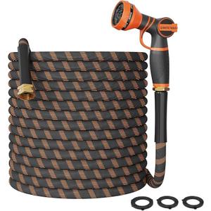 Giraffe Tools Garden Hose 100FT Non-Expandable Lightweight Flexible Water Hoses Burst 600 psi with 9 Spray Function Nozzle Heavy Duty Hose