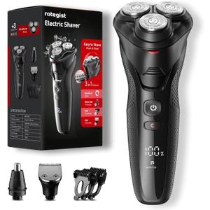 Cordless Electric Razor for Men: 3-in-1 Shaver for Beard/Nose/Sideburns - IPX7 Waterproof Travel Kit - Precision Blades & Turbo Speed (Soul Black)