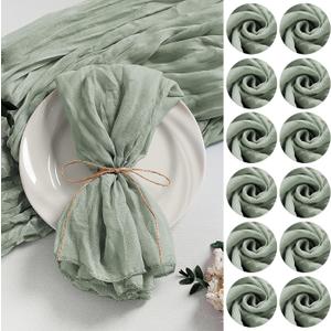 LZY 120 Pack Gauze Cheesecloth Napkins 20x20 Inch Dinner Cloth Napkins, Soft Boho Table Napkins Rustic Wrinkled Cheese Cloth Napkins Bulk for Wedding Party Baby Shower Event Decor (Sage Green)