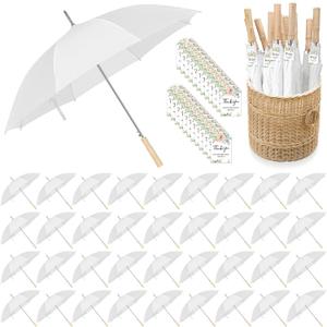 36 Pcs Wedding Stick Umbrellas Bulk, 41 Inch Large Canopy Umbrellas with Wooden Handle Windproof Rainproof for Outdoor Wedding Party Decor Bride Shower Photo Props