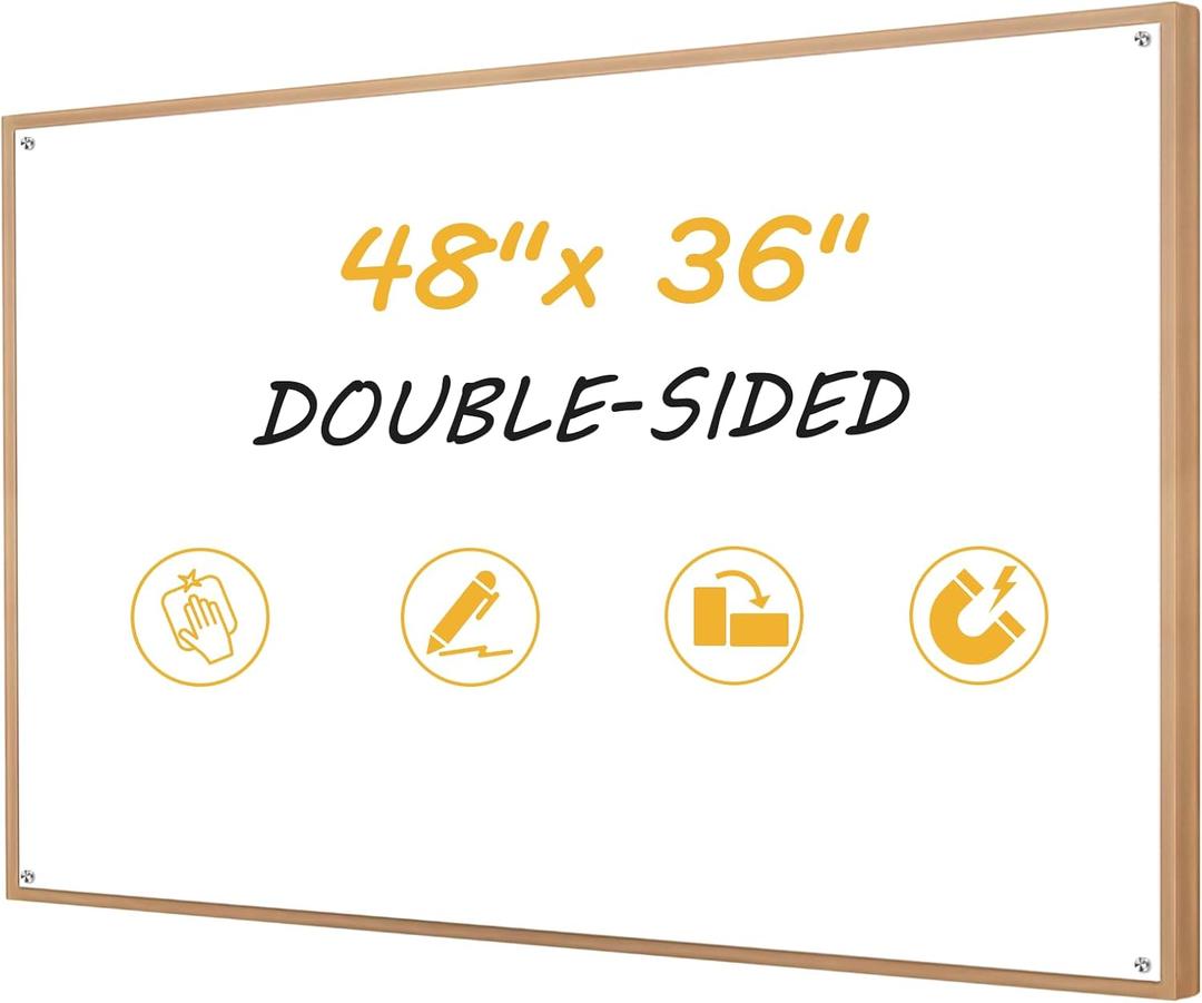 48x36 Large Dry Erase Board for Wall 4' x 3' Double Sided Magnetic White Board Without Frame for Office, Class, Home