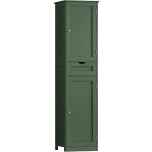 Iwell Tall Bathroom Storage Cabinet with 2 Doors & 1 Drawer, Narrow Storage Cabinet with Adjustable Shelves, for Living Room, Bathroom, Kitchen, Forest Green, 11.8"D x 15.7"W x 67.1"H