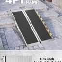 4FT Portable Wheelchair Ramp Aluminum Folding Handicap Ramp with Handle, Threshold Wheel Chair Ramp for Home Steps, Stairs, Entry, Curbs, Doorways, Non-Skid, Mobility Scooter Compatibility