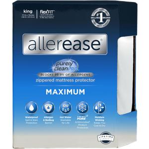 AllerEase Waterproof Mattress Protector, Maximum Allergy Mattress Protector, King Zippered Mattress Cover (White)