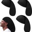 4 Pieces Unisex Dreadlock Cap, Black Long Hair Dreads Caps Head Wraps Hair Accessories Sleeping Loc Bonnet for Men and Women (Black)