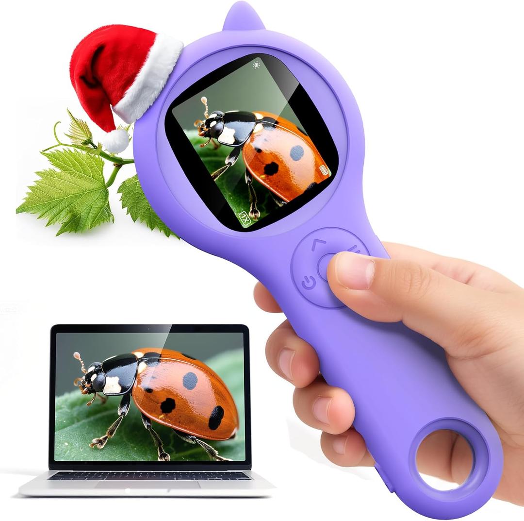 Microscope for Kids - Mini Pocket Handheld Microscope for Toddlers-STEM Educational Science Kit Toys for Christmas Birthday Gifts Toys for 5 6 7 8 9 10 11 12 Year Old GirlsPurple