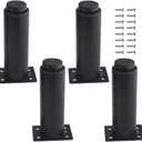 4Pack Metal Adjustable Furniture Legs Cabinet Foot Legs Heavy Duty Bed Center Frame Slat Support Leg for Table Bed Sofa (4.7/120mm-7.1/180mm, Black)