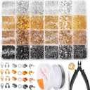 Acejoz 2160 Pieces Crimp Beads Kit for Jewelry Making, Knot Covers, Crimp Bead Covers, Crimp Tubes, Jump Rings and Wire Guardians with Crimping Pliers, Elastic String for Bracelets Necklaces Making