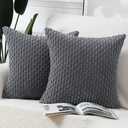 MADIZZ Pack of 2 Boho Corduroy Striped Throw Pillow Covers 16x16 Inch Grey Soft Decorative Cushion Cover for Bedroom Sofa Pillow Shell