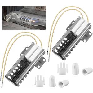 Dreyoo 2 Pack Gas Oven Igniter Compatible with WB13K21, IG9998, AP2020569 PS231280 WB13T10045, Flat Oven Igniter Connector Plug and Nuts Compatible with GE Hotpoint, Kenmore Gas Stove