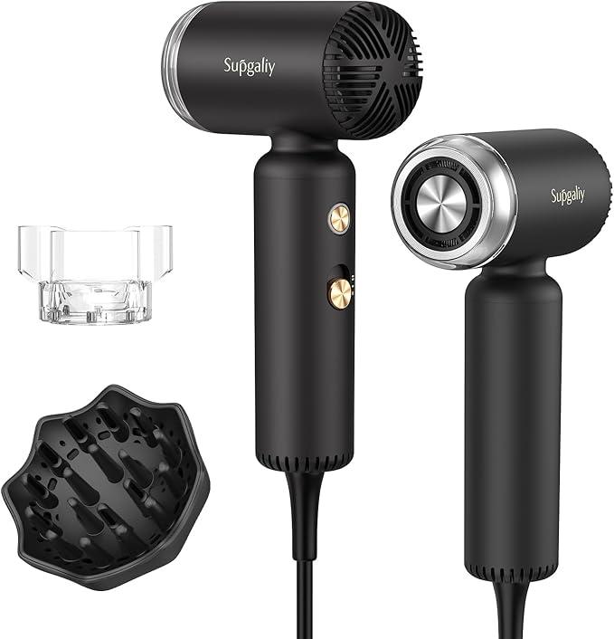 Dual Voltage Travel Hair Dryer, Mini High-Speed Blow Dryer for Fast Drying, Ionic Hairdryer with Diffuser Gift Women, Lightweight Compact Portable,Quiet,European International 100-240V, Black