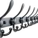 Dseap MaxStrong 2.0 Coat Rack Wall - 37 Long 10 Tri Hooks - Ultra Heavy-Duty Stainless Steel Wall Mount Coat Hanger, Hook Rail for Clothes Hats Jacket Towels Black (L=37" (1pcs))