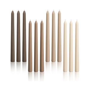 Viyffo 10-Inch Taper Candles, 12-Pack – Smokeless & Unscented Long Burning Taper Candlesticks, Hand-Poured Candles for Home Décor, Weddings & Dinner, Brown