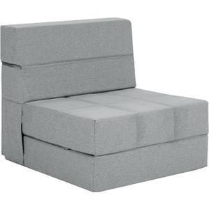 Folding Sofa Bed, 7 inch Memory Foam Floor Couch, Convertible Sleeper Foldable Mattress Futon Sofa for Living Room/Home Office/Guest Beds/Apartment/Upstairs Loft, Light Grey, Single