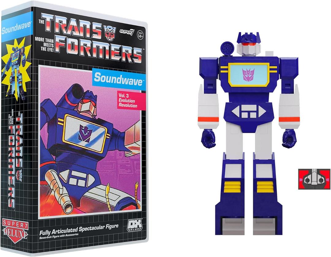 Super7 Transformers Deluxe Soundwave (VHS) - 7" Transformers Action Figure with Accessories Classic Cartoon Collectibles and Retro Toys